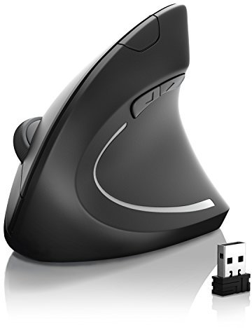 CSL - Ratón Vertical inalámbrico - Mouse Vertical Wireless - Diseño ergonómico Prevención de Codo de tenista - Enfermedad del ratón - Protege Especialmente el Brazo - 5 Botones