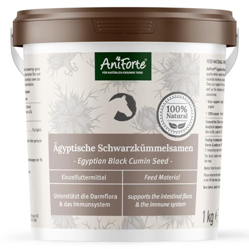 AniForte Ägyptische Schwarzkümmelsamen für Pferde 1kg - Unterstützt den Magen-Darm-Trakt & das Immunsystem, stärkt die Abwehrkräfte, wichtige Aminosäuren, Naturprodukt