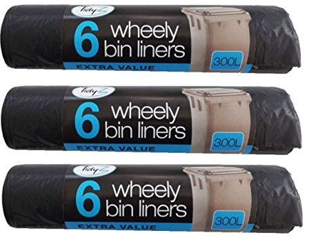 18 x fuerte 300L exterior Wheely Residuos de basura bolsas de basura para cubos 230 x 143 cm