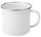 Utopia Taza esmaltada blanca con borde de acero inoxidable, 380 ml, juego de 6, taza para servir comida rápida o cócteles