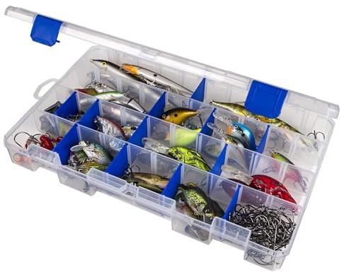 Flambeau Outdoors 5007 Tuff Tainer | Divided tackle box with 18 Zerust dividers creating up to 36 compartments. Translucent, 14.25 x 9.125 x 2in