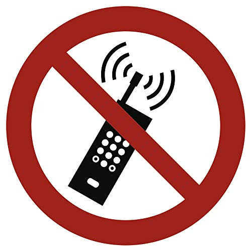 Schild Mobilfunk verboten gemäß ASR A1.3 / DIN 7010 Alu 20 cm Ø (Handyverbot, Handy, Verbotsschild) praxisbewährt, wetterfest