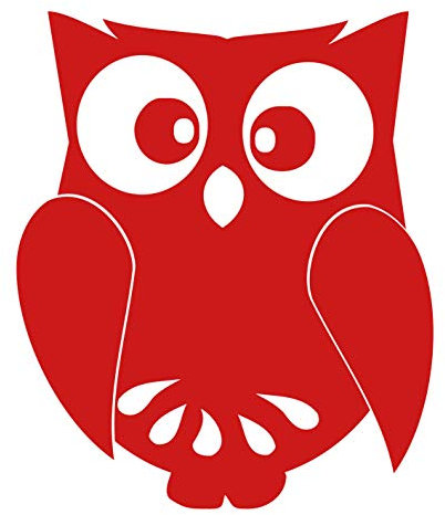 kleb-Drauf | 1 Eule | Rot - glänzend | Wandtattoo Wandaufkleber Wandsticker Aufkleber Sticker | Wohnzimmer Schlafzimmer Kinderzimmer Küche Bad | Deko Wände Glas Fenster Tür Fliese