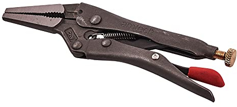 Amtech - 6.5 Long Nose Locking Pliers, Chrome Molybdenum Steel, Quick Release, Serrated Jaws, Built-in Wire Cutter