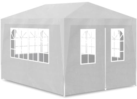 vidaXL Partyzelt 3x4m Weiß Gartenzelt Zelt Festzelt Bierzelt Pavillon Garten