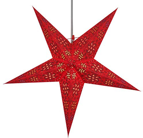 GURU SHOP Faltbarer Advents Leucht Papierstern, Weihnachtsstern 60 cm - Anubis Rot, Papiersterne 60 cm