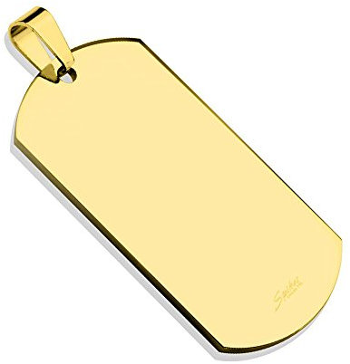 Bungsa Erkennungsmarke Gravierbares Dog Tag ID Platte Edelstahl Gold schwarz roségold Männer (Militär Gravur Armee Hundemarke Halskette Kettenanhänger Pendant Anhänger Chirurgenstahl Damen Herren)