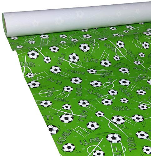 JUNOPAX 47930571 Papiertischdecke 50m x 0,75m Fußball Soccer Football nass- und wischfest
