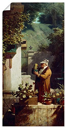 ARTLAND Wanddeko Poster & Kunstdrucke Wandposter 30x60 cm Garten Pflanzen Kaktus Gärtner Der Kaktusfreund 1858 Biedermeier Carl Spitzweg T7LU