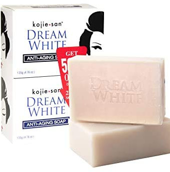 (5 Stück) Kojie San Dream weiß Anti-Aging Seife 2 Bars – 135 g + 1 YouLookLight Bildschirm/Telefon Reinigungstuch