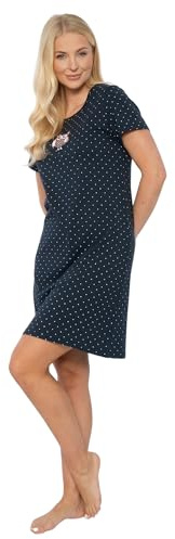 Camille 100% Cotton Women's Nightdress | Knee-Length Lightweight Ladies Cotton Nightie | Short Sleeves & Round Neck | Soft & Breathable Material | Elegant Lace Detailing