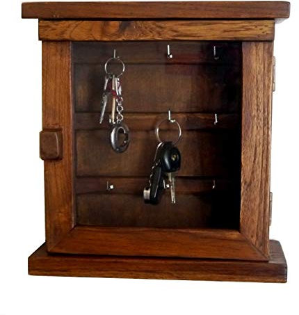 livasia Schlüsselschränkchen aus Teakholz, Schlüsselkasten, Holzschränkchen für Schlüssel (Handarbeit)