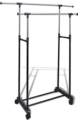 vidaXL Porte-Vêtements Penderie Portant Double sur 4 roulettes Portemanteau