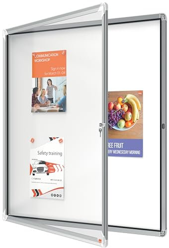 Nobo abschließbarer Schaukasten mit magnetischer Notiztafel, Ideal für den Außenbereich, 12 x A4, Premium Plus, Weiß, 1902581