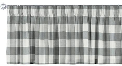 dekoria Kurzgardine mit Kräuselband Schal Gardine Dekoschal 130 x 40 cm Weiss-grau kariert