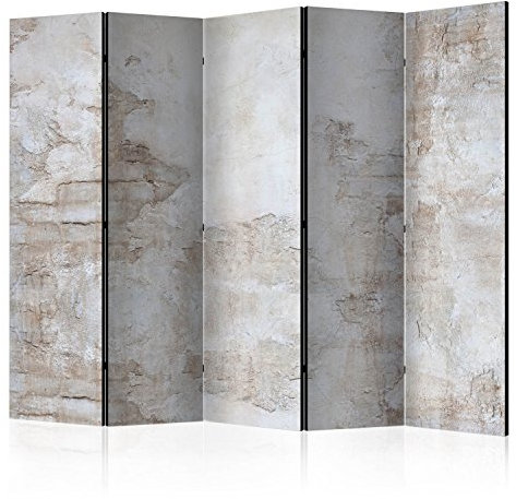 RAUMTEILER/PARAVENT B&D XXL Raumteiler Beton Loft Foto Paravent 225x172 cm beidseitig auf Vlies-Leinwand Bedruckt Trennwand Spanische Wand Sichtschutz Raumtrenner Home Office beige f-C-0139-z-c