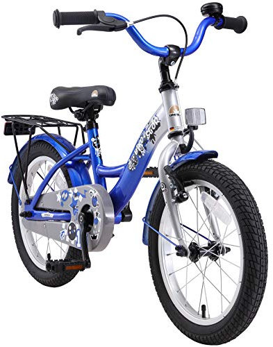 BIKESTAR Kinderfahrrad für Mädchen und Jungen ab 4-5 Jahre | 16 Zoll Kinderrad Classic | Fahrrad für Kinder Silber & Blau | Risikofrei Testen