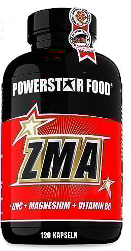 Powerstar 120 ZMA Kapseln hochdosiert | 25mg Zink pro Kapsel mit Magnesium & Vitamin B6 | Laborgeprüfte Pharmaqualität aus deutscher Herstellung | Vegan | Eine Dose reicht für etwa 6 Monate