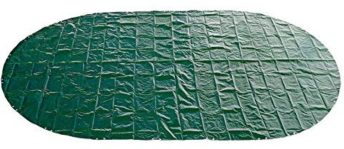 Hochwertige 180g/m² PEB Winterabdeckplane mit umlaufenden Ösen Stahlseil Spannschloß - Hemmt Algenbildung - Licht- und UV-undurchlässig - Temperaturbeständig (Oval/Achtform, 7,37 x 3,60 m)