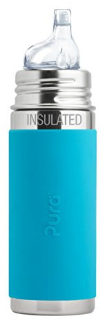 Pura kiki ISOLIER Babyflasche Edelstahl blau Trinklernsauger