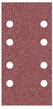 MioTools Fox papeles de lija con cierre adhesivo, 180 x 93 mm, 8 agujeros, p. Lijadoras orbitales, Corindón normal (50 pz.) G120