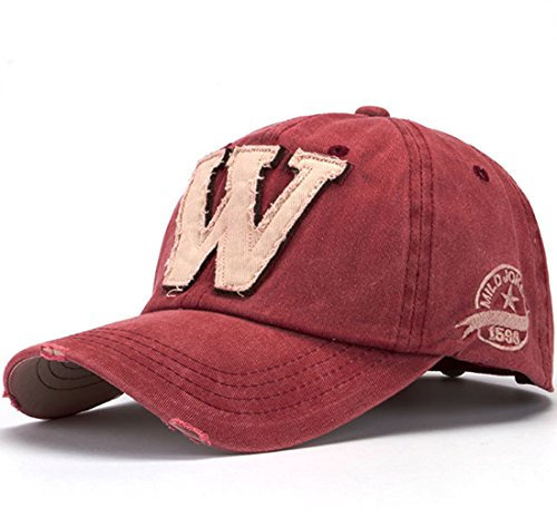 Kuyou Vintage Baseball Kappe Unisex Sport Distressed Trucker Cap (Wine)