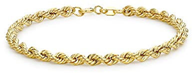 CARISSIMA Damen 9k (375) Gelbgold Hollow 4mm 70 PG Rope Kettenarmband 19cm/7.5zoll 1.22.0212