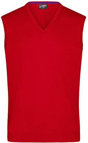 James & Nicholson Herren V-Pullunder - Klassisch geschnittener Pullunder aus hochwertiger Baumwolle | Farbe: red | Grösse: XL