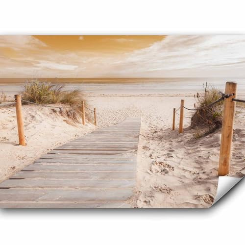 murando - Papier peint panoramique paysage 400x280 cm - Revêtement mural décoration pour chambre salon cuisine - Design unique et moderne - Marron jaune gris - Mer paysage plage eau c-B-0005-a-c