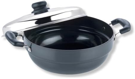 Vinod Hard Anodised Multi Kadai with Idli, Dhokla and Patra Plates Induction Base Idli Maker Dhokla Maker Patra Maker Multi Steamer