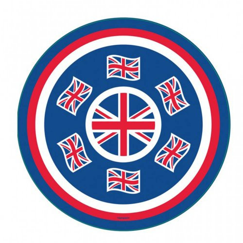 amscan 994874 Round Britain Melamine Platters 33cm-1 Pc, Red/White/Blue, One Size