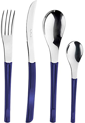 Pintinox Set da 24 Posate Serie Movie in Acciaio Inox Nichel Free, con Manico Colore: Blu, con Scatola Regalo