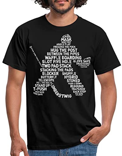 Spreadshirt Eishockey Torwart Begriffe Eishockeyspieler Männer T-Shirt, L, Schwarz