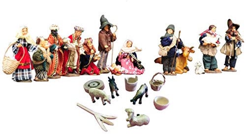 Krippenzubehör Krippendeko - Weihnachtskrippe-Figuren KF-TAG 20.tlg.SET (!) Größe 11-13 cm max., Alpenland-Figuren, sehr hochwertige Textilfiguren,Ankleidefiguren komplett, Figuren für Holz Weihnachtskrippen bis 100 cm, Design & Ausführung: Krippenspiel Weihnachtsgeschichte Maria Josef Weise aus Morgenland, alpenländische Figuren, Alpenland-Weihnachtskrippenfiguren, Weinachtskrippe