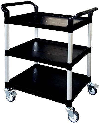 T-EQUIP PSC-130 Kunststoffwagen, 3 Etagen, LxBxH: 850 mm x 480 mm x 1000 mm, Tragfähigkeit 250 kg, Schwarz