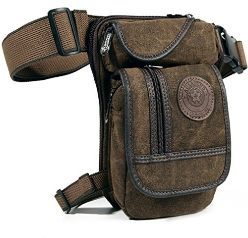 Canvas Drop Leg Bag Hüfttasche Oberschenkeltasche für Männer Frauen Tactical Military Motorrad Fahrrad Radfahren Wandern Camping Outdoor Travel Sling Crossbody Pouch Pack Pocket Daypack Kaffee