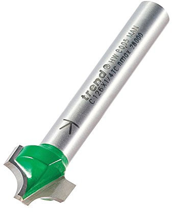 Trend CraftPro Ovolo Rounded Over Router Cutter Bit, 1/4 Inch Shank, 4.8mm Radius and 12.7mm Cut Length, Tungsten Carbide Tipped, C126X1/4TC