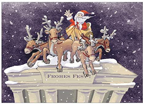 Kartenkaufrausch 5x Schöne Berliner Weihnachtskarte mit der Weihnachts Quadriga auf dem Brandenburger Tor • weihnachtliches Grußkarten Set mit Umschlag zu Weihnachten, Neujahr für Familie