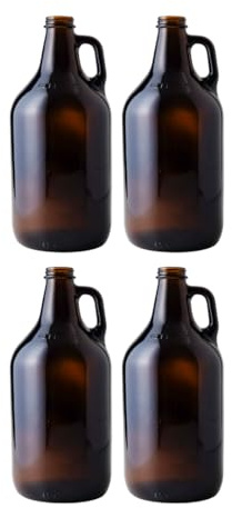 True Fabrications Brauner Bier-Growler mit Polydichtkappen, wiederverwendbar, UV-Schutz (4 Stück)