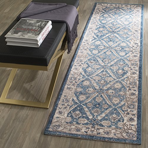 SAFAVIEH Sofia Collection Runner Rug - 2'2 x 8', Blue & Beige, Vintage Oriental Distressed Design, Non-Shedding & Easy Care, Ideal for High Traffic Areas in Living Room, Bedroom (SOF378C)