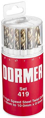 Dormer A094419 Jobber Length Metric Sets, # 419, 1.0 mm - 10.0 mm x 0.5 mm Size