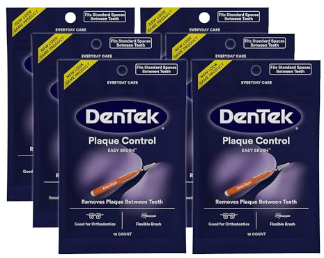 DenTek Interdental Brushes, Plaque Control Easy Brush, 16 Count, Pack of 6