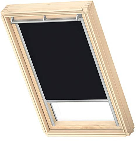 VELUX Original Dachfenster Verdunkelungsrollo, mit Grauer Führungsschiene, Schwarz, für UK08