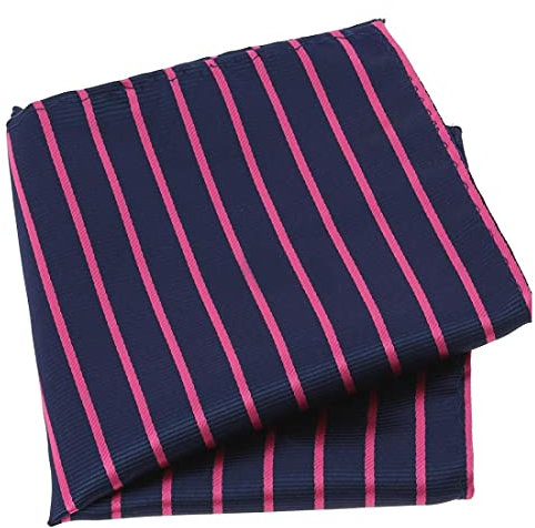 Clj Charles Le Jeune. Pochette. RUGBY, Microfibre. Rose et bleu marine. Club/rayé.
