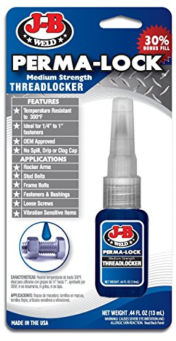 J-B Weld Perma-Lock 13 ml Gewindekleber, mittlere Stärke, für Metall, Aluminium, Edelstahl, Legierter Stahl, blau, Wasserfest, Flüssigkeit, Gewindekleber