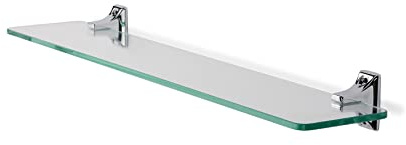 Croydex Sutton Glass Shelf for Bathroom with Chrome Brackets | Wall Mounted | Traditional Design | Durable Zinc Alloy Construction | Bathroom Storage Solution
