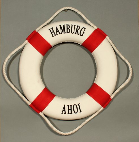 Buddel-Bini Versand Deko Rettungsring rot/weiß Hamburg AHOI 35cm