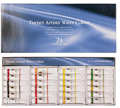 Turner Paint Set Professional Artists' High Pigment Concentrated Watercolor Paint Set [Set Of 24] 15ml Tubes - Assorted Colors