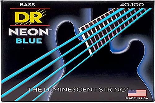 DR Strings NBB40 40-100 Lite Set Handmade Neon Hi-Def Blue Coated Bass Saiten