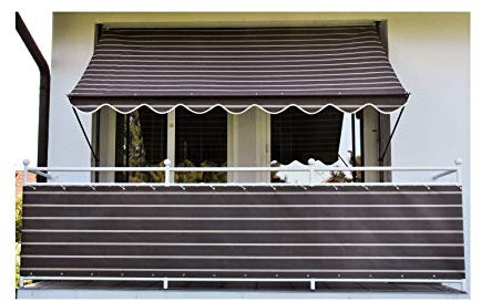 Angerer Klemmmarkise Exklusiv mit Handkurbel, Terrasse/Balkon, einfache Montage ohne Bohren, Made in Germany, hochwertiger Stoff, UV-beständig, höhenverstellbar, wasserabweisend, 250 cm Braun